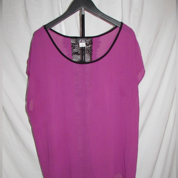 Dots Tops - Dots Fuchsia and Black Lace Women's Blouse